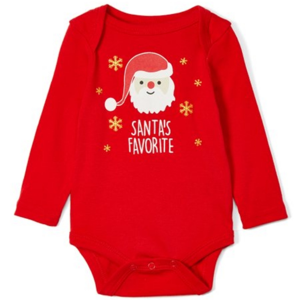 Red 'Santa's Favorite' Long-Sleeve Bodysuit 6-9M